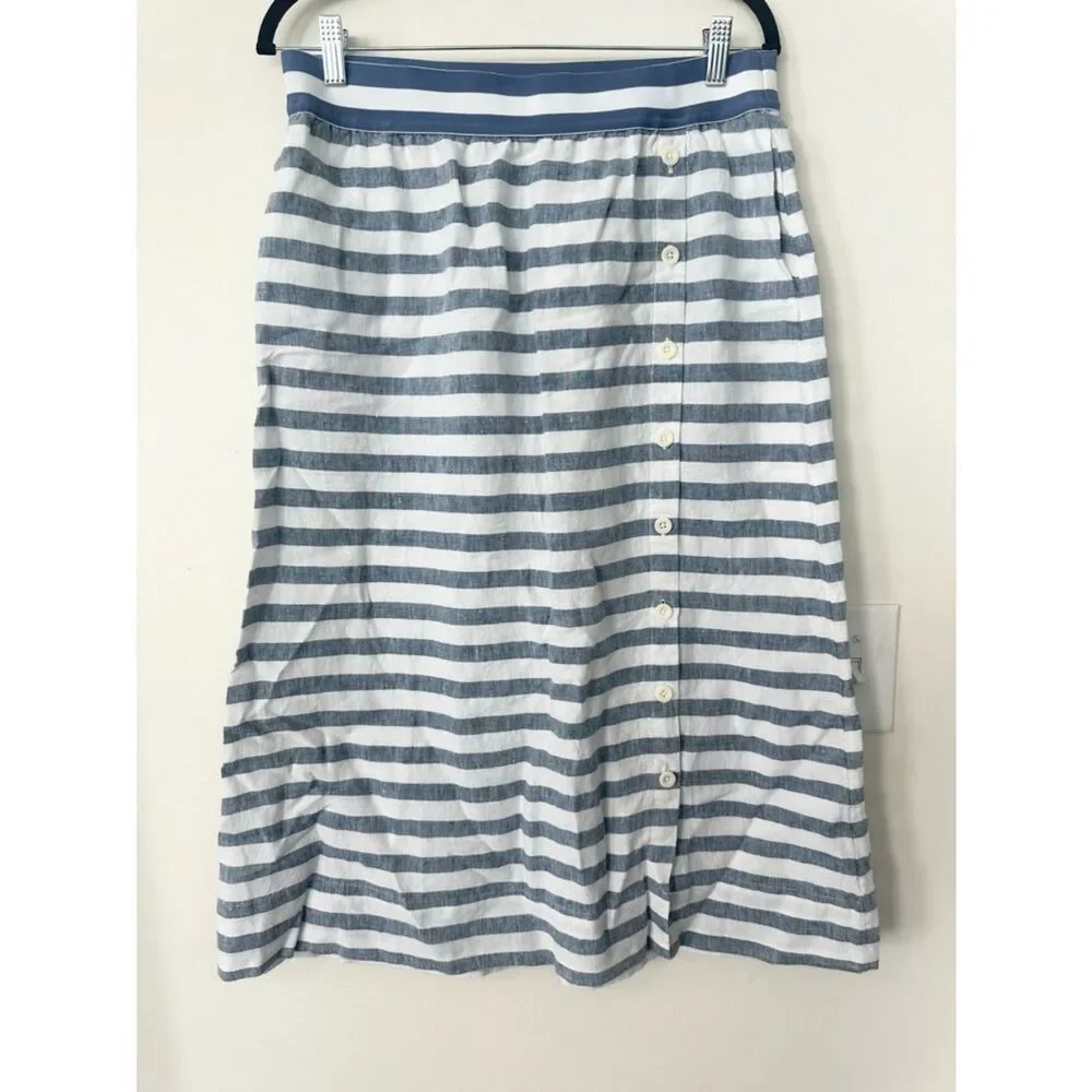J.Jill Love Linen Women Striped Midi Skirt MP